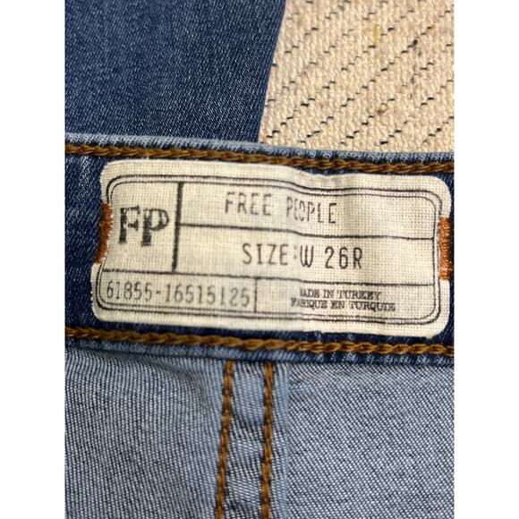 Free people Just Float on Flare Jeans High Rise stretch raw hem blue, size 26 - Picture 11 of 15
